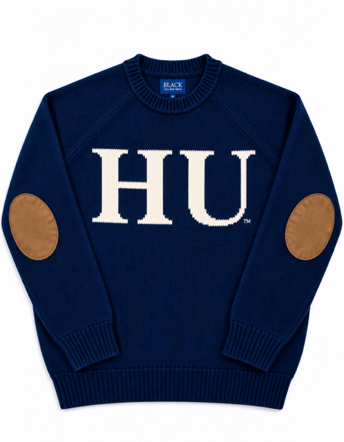 Howard University Midnight HU Luxury Suede-Patch Sweater
