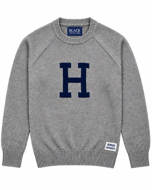 Howard University Heather Gray Luxury "H" Letter Sweater