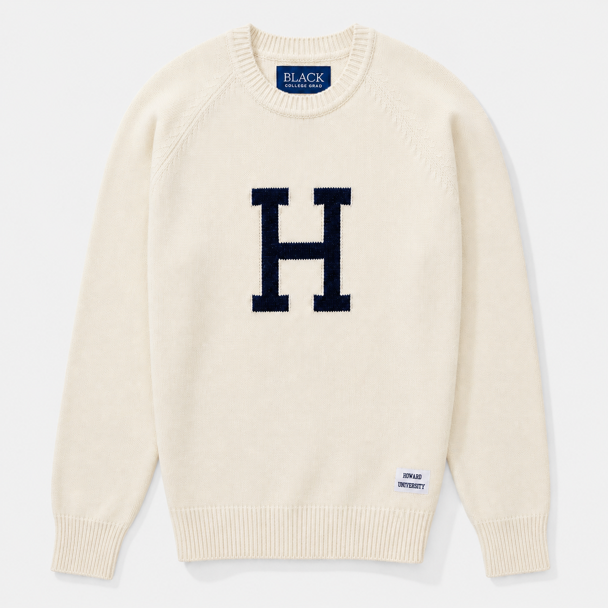 Howard University Creme Luxury "H" Letter Sweater