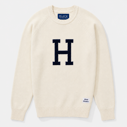 Howard University Creme Luxury "H" Letter Sweater