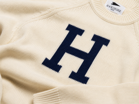 Howard University Creme Luxury "H" Letter Sweater