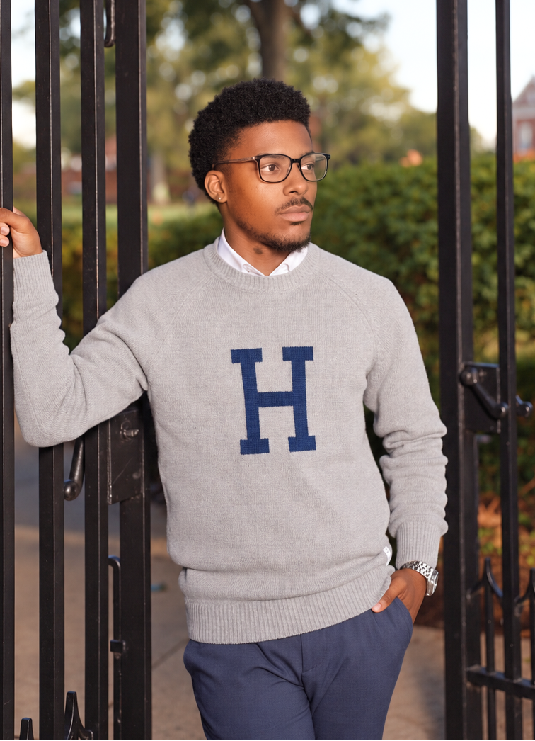 Howard University Heather Gray Luxury "H" Letter Sweater