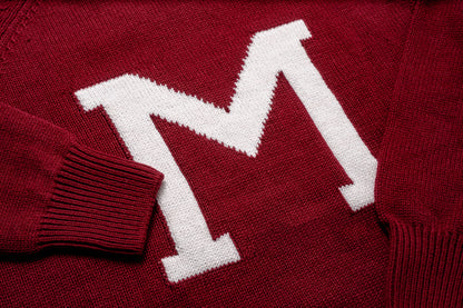 Morehouse College Maroon Luxury "M" Letter Sweater