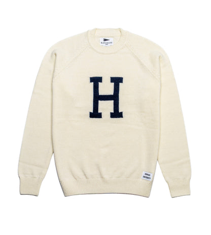 Howard University Creme Luxury "H" Letter Sweater