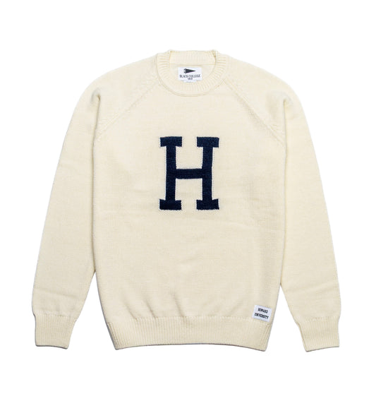 Howard University Creme Luxury "H" Letter Sweater