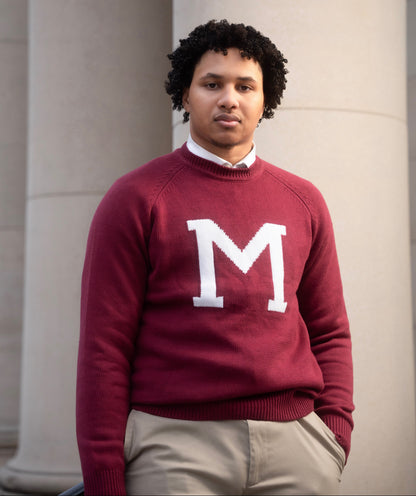 Morehouse College Maroon Luxury "M" Letter Sweater