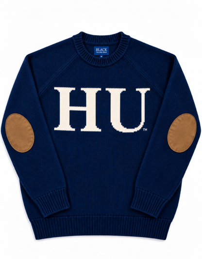 Howard University Midnight HU Luxury Suede-Patch Sweater