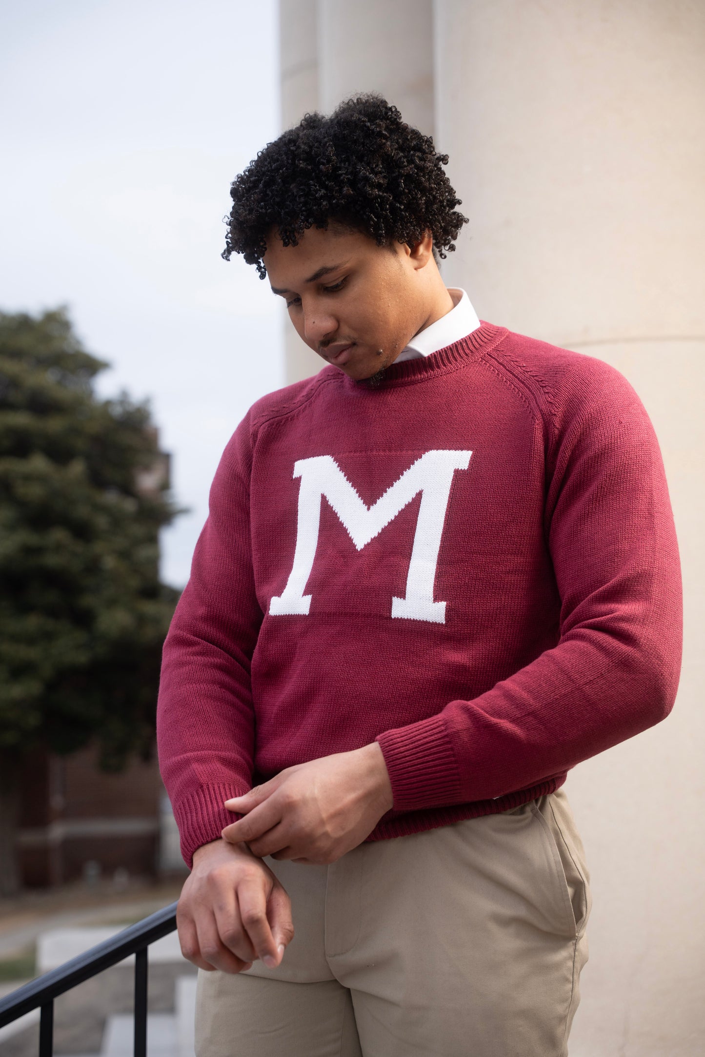 Morehouse College Maroon Luxury "M" Letter Sweater