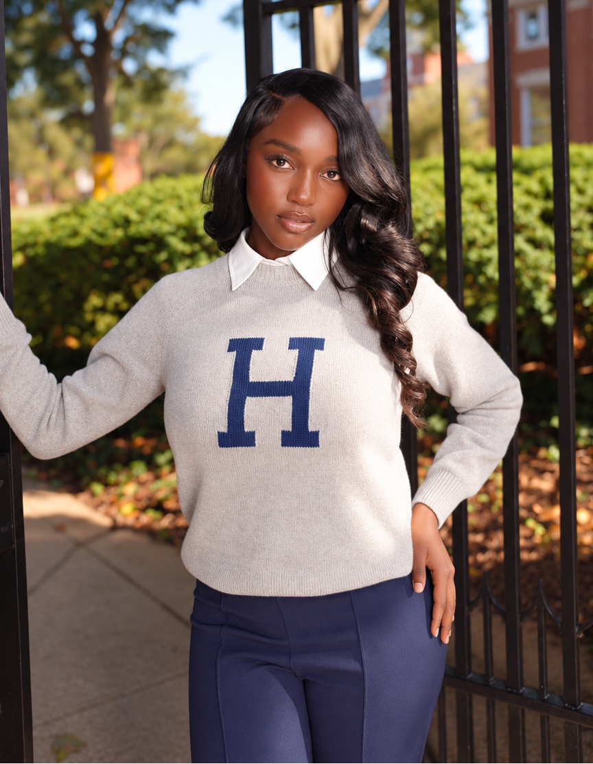 Howard University Heather Gray Luxury "H" Letter Sweater