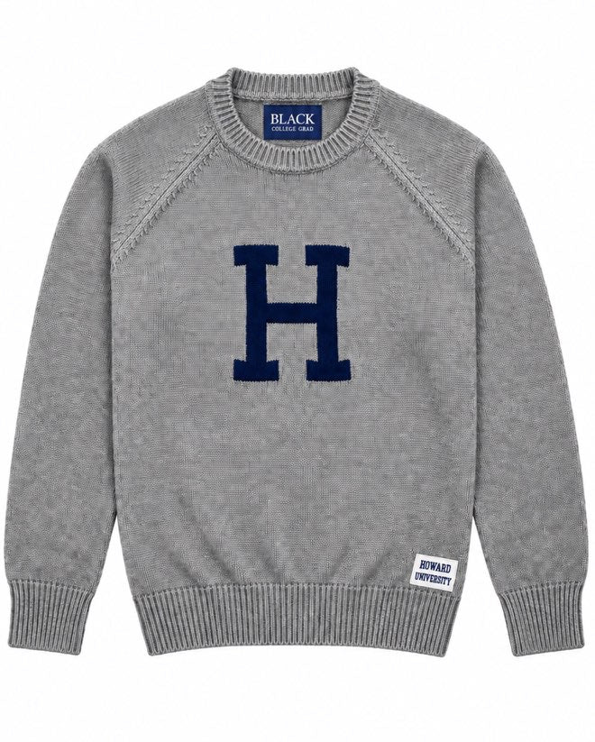 Howard University Heather Gray Luxury "H" Letter Sweater