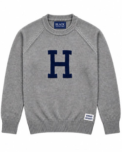 Howard University Heather Gray Luxury "H" Letter Sweater