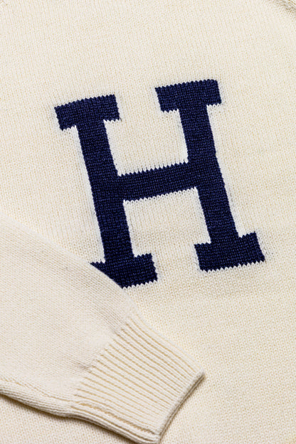 Howard University Creme Luxury "H" Letter Sweater