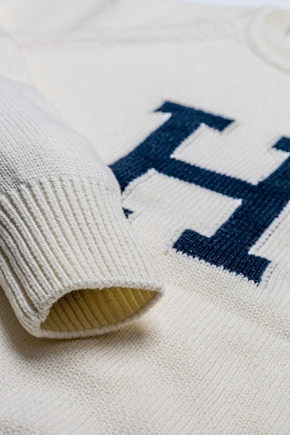 Howard University Creme Luxury "H" Letter Sweater