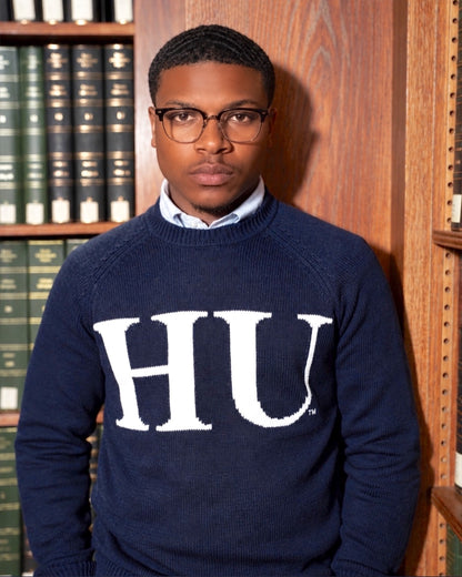 Howard University Midnight HU Luxury Suede-Patch Sweater